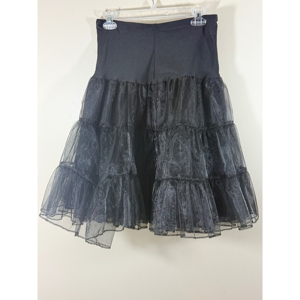 Black Tiered Tulle Petticoat Crinoline Skirt Women S/M Gothic Lolita Rockabilly